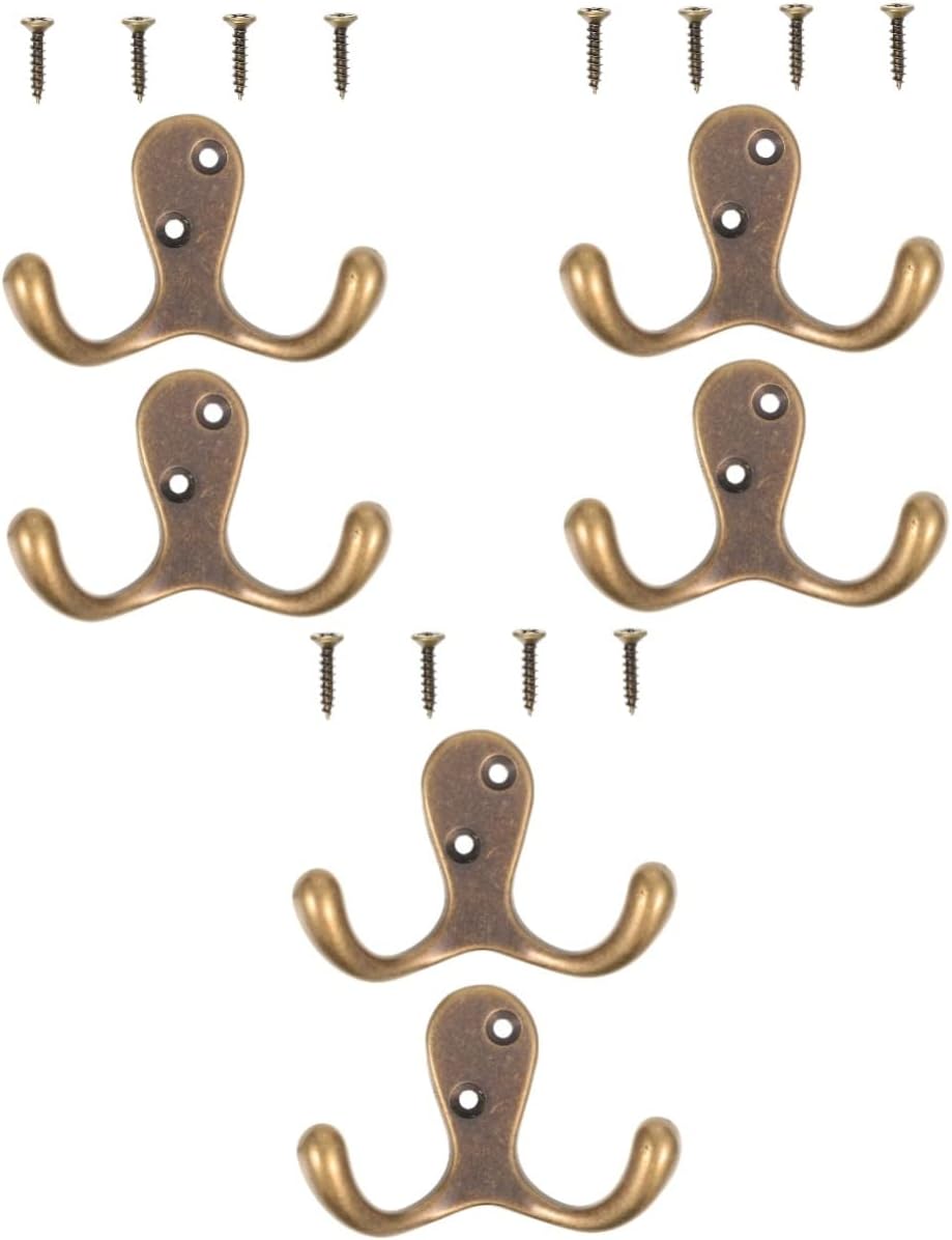 Pure Copper Coat Double Hook Metal Hangers Heavy Duty Brass Hooks