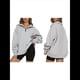 thumbnail image 3 of Sudadera de Entrenamiento de con Media Cremallera para Mujer, de Gran Tamaño, de Larga, Color Liso, con Hombros Caídos. Gris L, 3 of 5