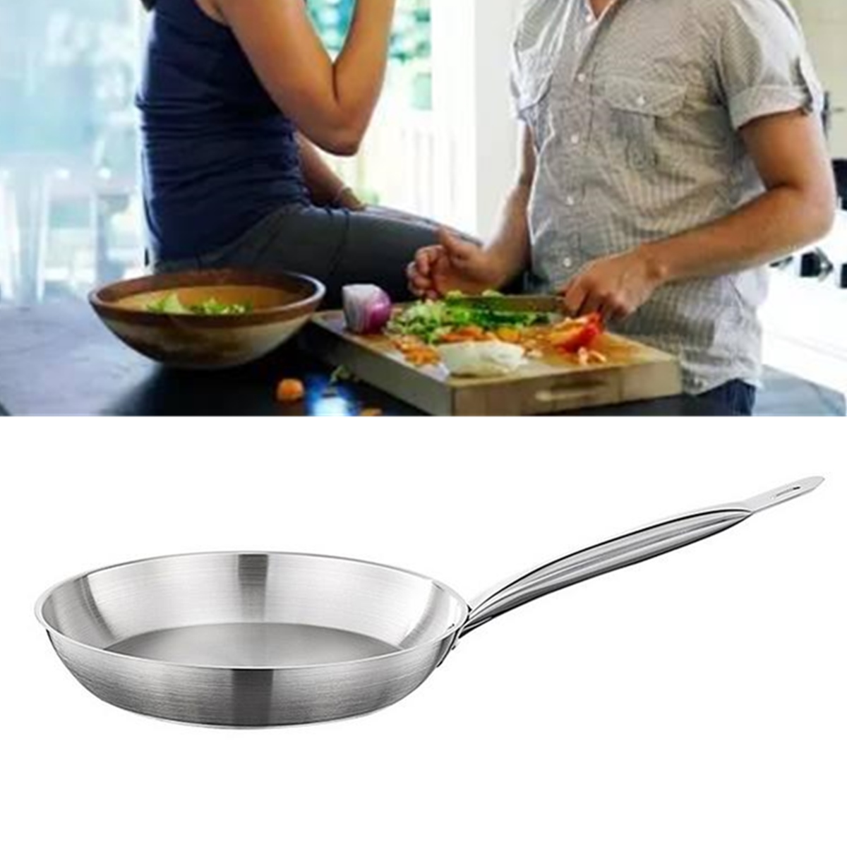20CM Nonstick Frying Pan Stainless Steel Frypan & Skillet Induction