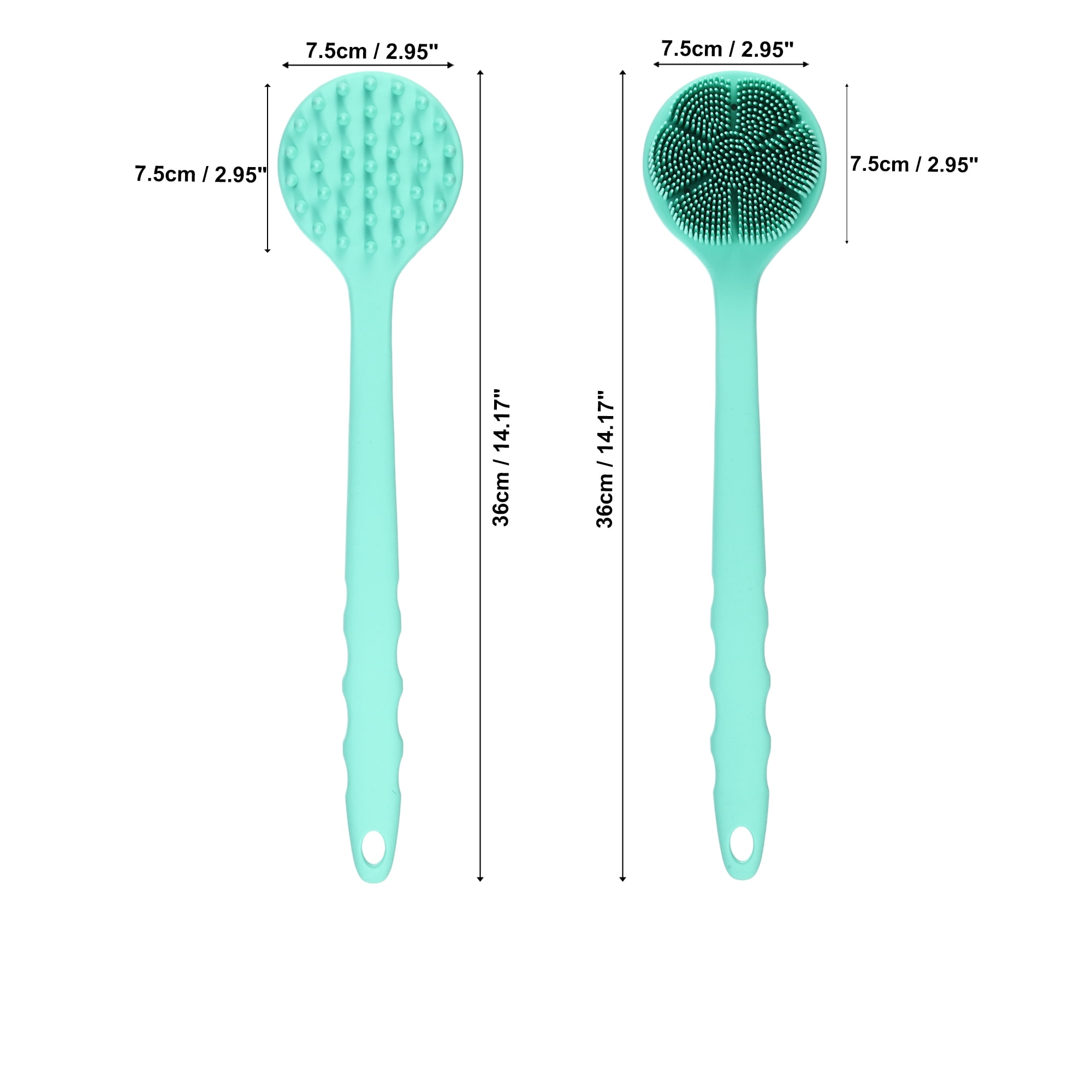 Double Side Long Handle Bath Brush Back Scrubber for Bath 14.17 Length 1 Pc Green