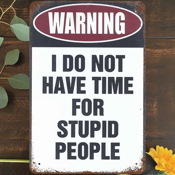 Vintage Metal Tin Sign 8"x12", Warning Wall Art Decor, I Do Not Have Time For Stupid People Poster for Home Living Room Bedroom Garden Garage Cafe Bar Pub