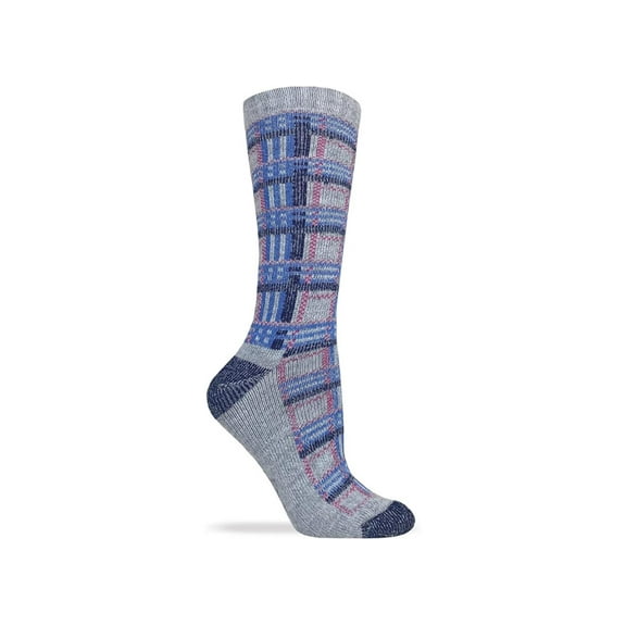 Wise Blend Plaid Pattern Crew Socks 1 Pair, Navy, Medium