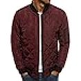 thumbnail image 3 of Mens Bomber Jackets Diamond Quilted Fall Winter Rib Varsity Lightweight Coat, 3 of 4