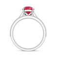 thumbnail image 2 of Rosec Jewels Lab Grown Ruby Bridal Ring Set with Moissanite | AAAA Quality 7x10 mm Pear Shaped Engagement Ring and Wedding Band, 925 Sterling Silver, US 4.00, 2 of 8