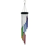 Red Carpet Studios 10333 30 in. Wood & Aluminum Spiral Wind Chime with S-Hook, Rainbow