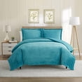 thumbnail image 2 of Nestl  Reversible Cut Plush Duvet Cover Set -  Soft Front Cut Plush Fleece & Back Brushed Microfiber Comforter Cover Teal Queen 3 Piece, 2 of 5
