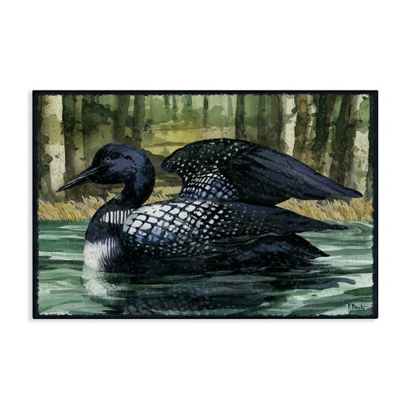 Stupell Industries Swimming Woodland Loon Animals Painting Wrapped Canvas Art Print Wall Art, 24 x 16