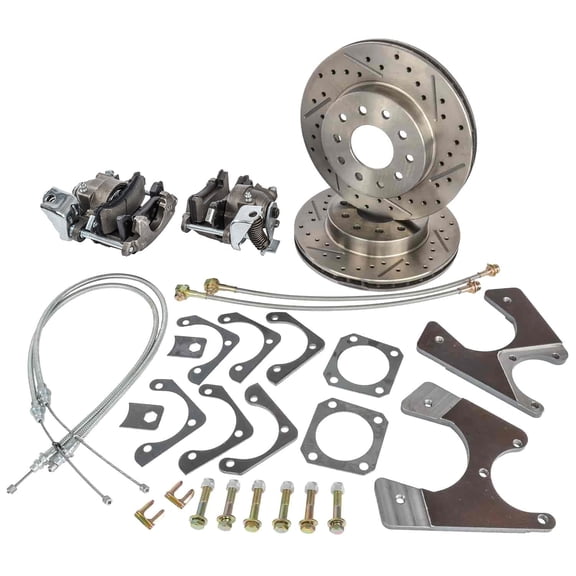JEGS GM 10/12 Bolt Rear Disc Brake Conversion Kit for 1964-1972 GM A-Body w/STD Shock [Premium Kit w/E-Brake, Raw Calipers]