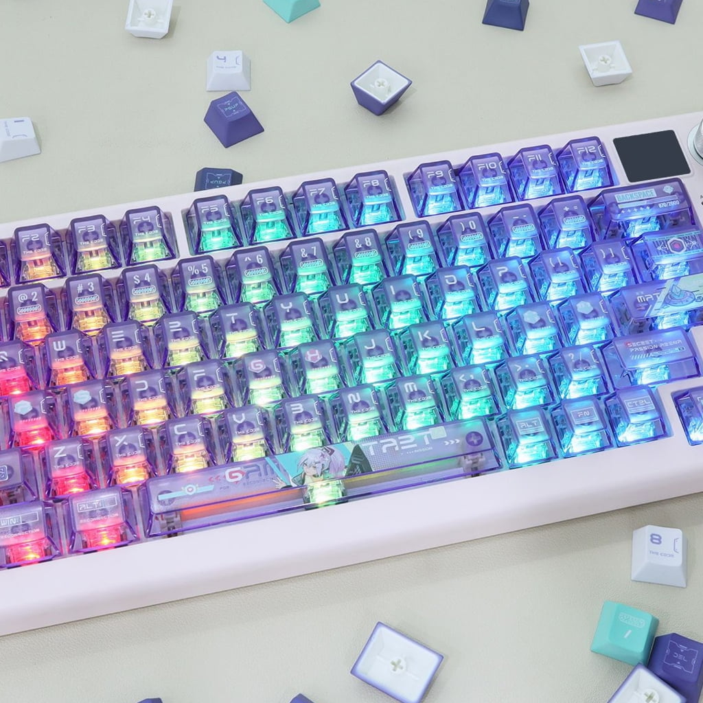 Colored Keycaps High Durability Sublimated Side Print for 61/64/68/82 Gaming Mechanical Keyboards Cap