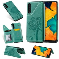 Dteck Embossed Case For Samsung Galaxy A50 A50s A30s, Embossed Tree PU Leather Flip Back Stand Case Built-in Card/Money Slots Wallet Back Soft Cover, Green Tree