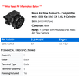 thumbnail image 2 of Mass Air Flow Sensor 1 - Compatible with 2006 Kia Rio5 SX 1.6L 4-Cylinder, 2 of 2