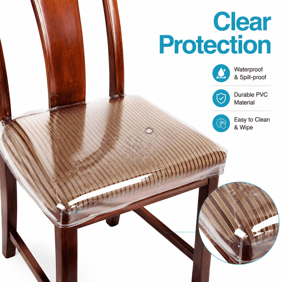 Plastic Chair Covers,Plastic Seat Covers for Dining Chairs,Chair Protector,Vinyl,Waterproof for Cushion,Cats 4 Pack