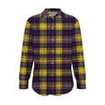 thumbnail image 4 of LEKWK Mardi Gras Shirts Plaid Check Pattern Button Down Blouses & Button-Down Shirts Long Sleeve Lapel Neck Casual Work Office Wear Outfits, 4 of 5