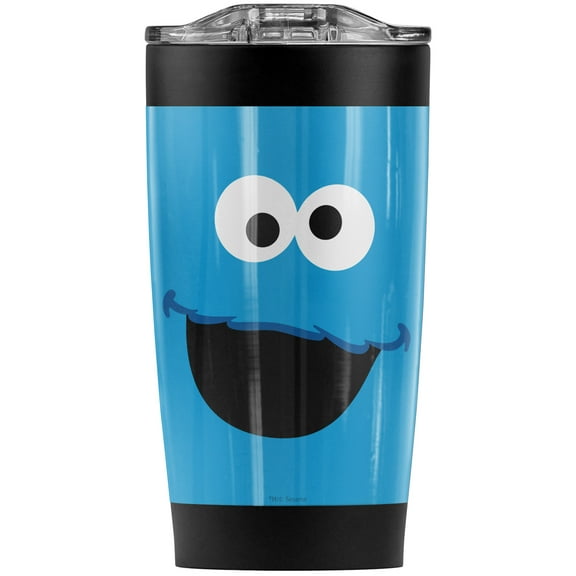 Sesame Street/Cookie Monster Face Stainless Steel Tumbler 20 oz Coffee Travel Mug/Cup, Vacuum Insulated & Double Wall with Leakproof Sliding Lid | Great for Hot Drinks and Cold Beverages