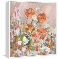 Marmont Hill Mh-Julncf-24-Wff-32 32" X 32" "Peachy Petals" Framed Giclee Painting On