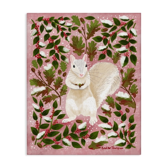 Stupell Industries Eclectic Squirrel & Winter Holly Canvas Art, 16 x 20, by Renee Thompson