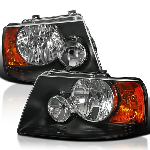 Spec-D Tuning Black Headlights Front Driving Head Lamps Compatible with 2003-2006 Ford Expedition L R Pair Head Light Lamp Assembly