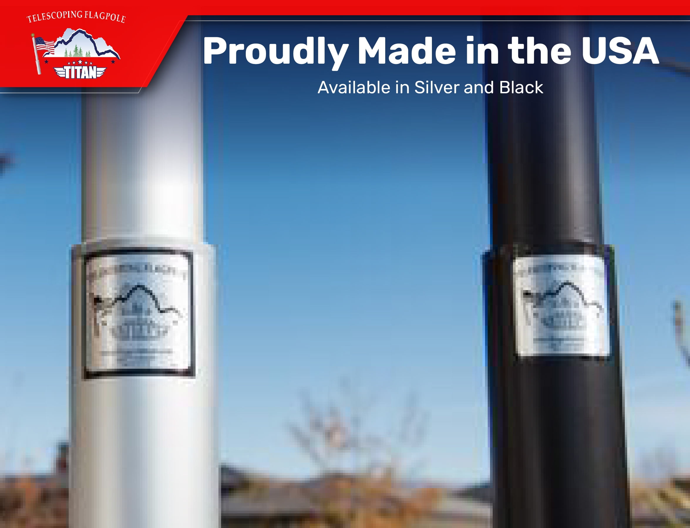 Titan Telescoping Flag Poles, Bronze 20ft- Heavy Duty Aluminum Flag Pole Kit, Kit Includes, Telescoping Flagpole, Hardware to Hang 2 flags, 4 x 6 American Flag, and Installation Instructions