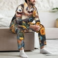 thumbnail image 6 of KLL Elegant Cute Panda Sunflower Sleepwear Mens Flannel Pajamas,Long Cotton Pj Set, 6 of 7