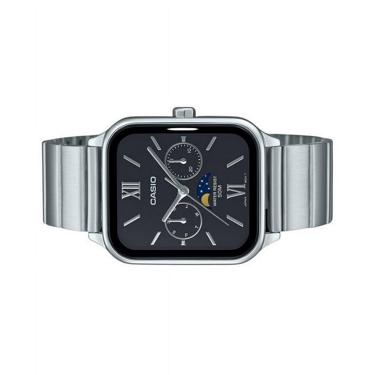 Casio Standard Analog Moon Phase Stainless Steel Black Dial Quartz MTP-M305D-1A2V Men's Watch Casio Standard Analog Moon Phase Stainless Steel Black Dial Quartz MTP-M305D-1A2V Men's Watch