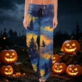 thumbnail image 2 of Domzest Halloween Pajama Pants for Women Halloween Graphic Wide Leg Pj Bottoms Drawstring Elastic Waisted Funny Pajama Bottoms Dark Gray XXL, 2 of 6