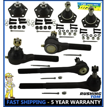Chevy S10 Blazer Pickup - 8 Pc Kit Upper Lower Ball Joint Inner Outer Tie Rod End Chevy GMC Blazer S10 4WD