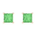 thumbnail image 3 of 1.5 ct Screw-Back Stud Earrings for Women | 5.0mm Princess Cut Simulated Green Diamond | 18K Rose Gold, 3 of 5