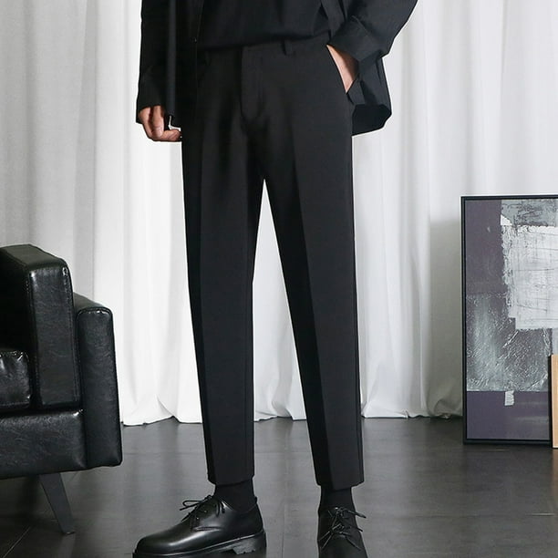 tapered dress pants black dress loafers men Tuphregyow Men Fashion Stretch Dress Pants Business Straight Leg Slim Dress  Pants Solid Casual Flat Front Tapered Dress Pants Comfy Trendy Black 42