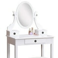 thumbnail image 5 of Hmluxury Makeup Vanity Table and Stool Set, 30" Table with Oval Mirror, Stool & 3 Drawers, 5 of 6
