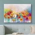 thumbnail image 2 of HFDF Canvas Wall Art Watercolor Style Various Colord Flowers Giclee Print Gallery Wrap Modern Home Art Ready to Hang - 20x16inch Framed, 2 of 5