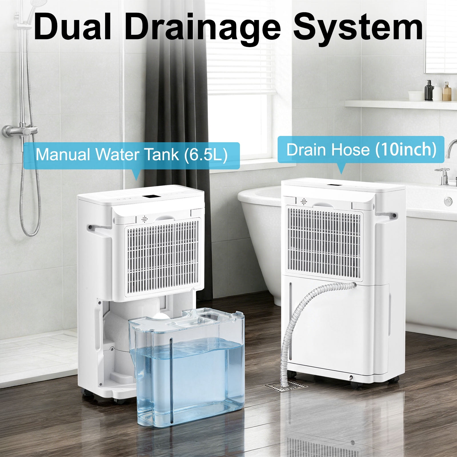 45 Pint Dehumidifier for Basement and Home, Up to 4000 Sq.Ft Coverage, with Drain Hose, 3 Modes, Intelligent Humidity Control, Quiet Operation, for Bedroom, Bathroom, Living Room, and Garage