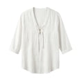 thumbnail image 5 of Yaoyar Men's Fashion Cotton Linen Shirts Half Sleeve V-Neck Drawstring Tie Front Yoga T-Shirt African Summer Beach Tops, 5 of 5