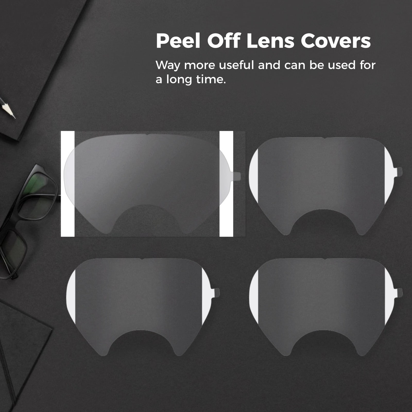 50 Pcs Peel off Lens Covers, Face Shield Covers, PET Lens Covers with Self-Adhesive Tapes, Compatible with 3M 6885, 6000, 6700, 6800, 6900 Series Face Shield Covers