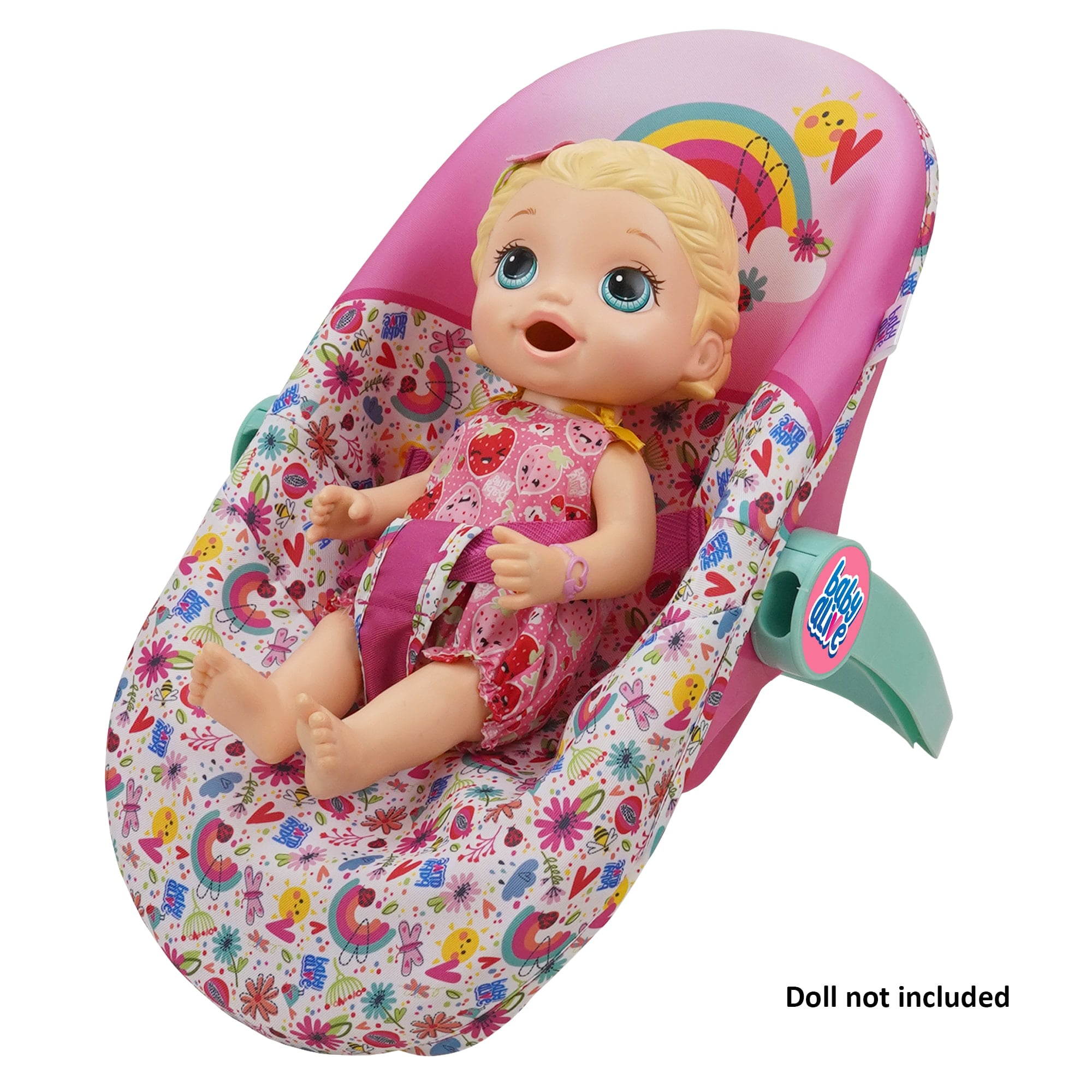 Baby Alive Deluxe Doll Car Seat Pink Rainbow 3 in 1 Fits Dolls Up To 18