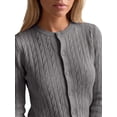 thumbnail image 5 of INSPIRE CHIC Women's Cable Knit Cardigan Crew Neck Long Sleeve Button Up Open Front Large Gray, 5 of 6
