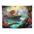 thumbnail image 5 of ONETECH  Trippy Forest Tapestry Animal Fantasy Waterfall Rafting Wall Hanging Nature Landscape Fairy Tale World Animal Tapestry Flannel for Bedroom Living Room Dorm Decor, 5 of 7