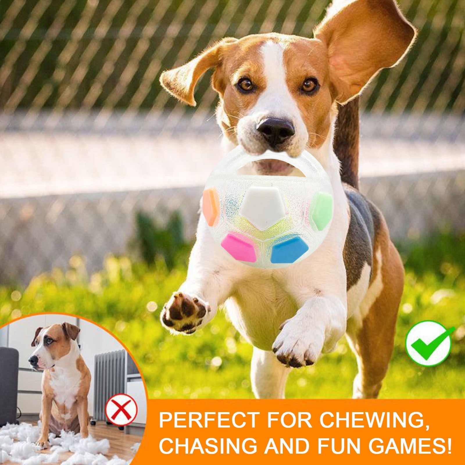 JilgTeok 3 Packs Dog Calming Ball Squeaky Interactive Rubber Toy for Anxiety Relief Chew Resistant Training Outdoor Water Play Floating Fetch Game for Large Breed Dogs