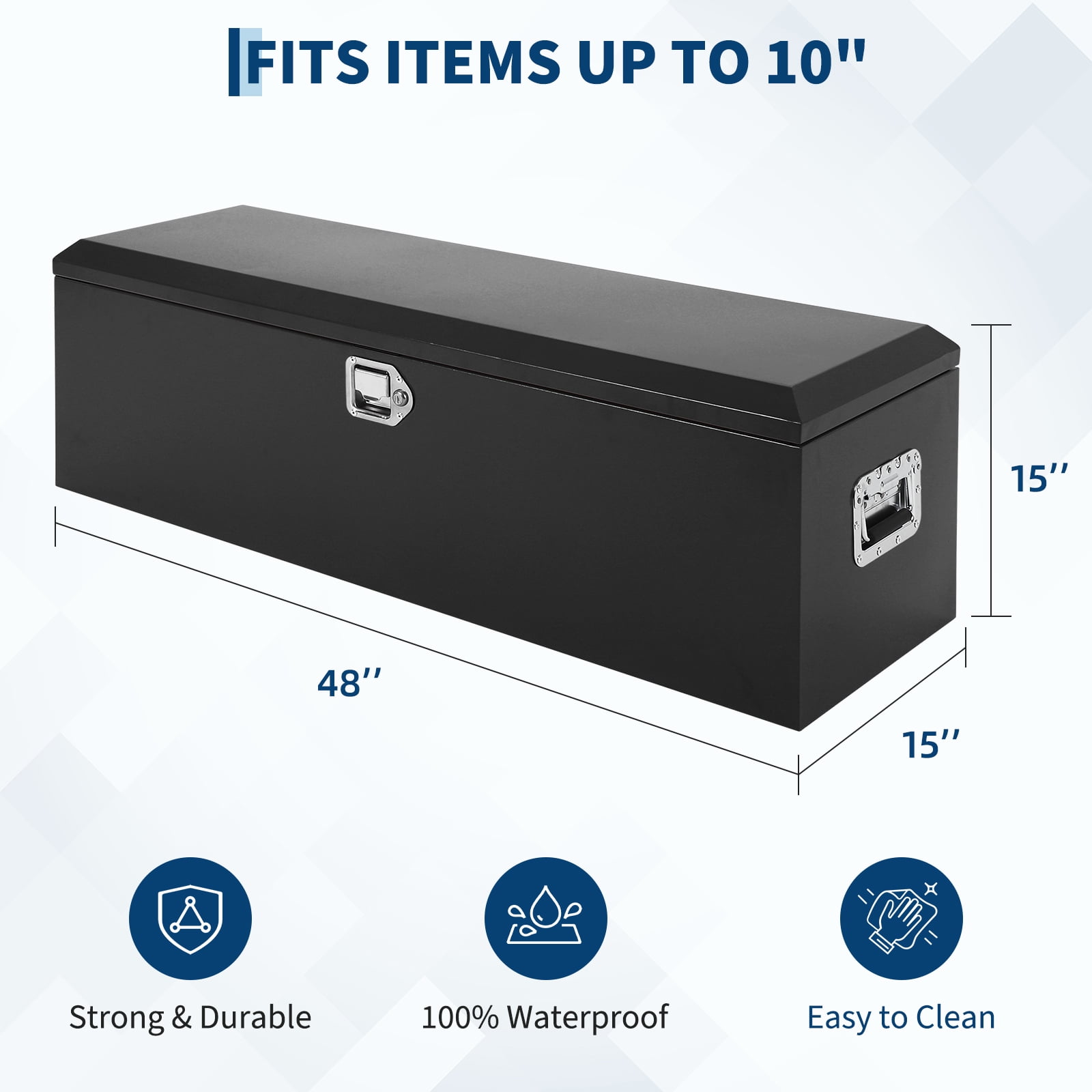 Truck Bed Tool Box,Heavy Duty Diamond Plate Tool Box with Side Handles, Lock and Keys,Storage Organizer Chest Box for Pickup, Truck Bed, RV, Trailer