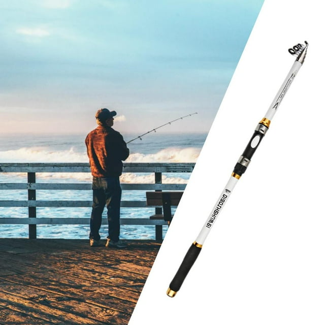 1pc Portable Fishing Rod Ultralight Carbon Fiber Telescopic Pole - White, 2.4M