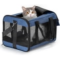 thumbnail image 1 of Transportbur för husdjur, mjuk transportbur för katter, små hundar, hopfällbar, hållbar, flygbolagsgodkänd, resevänlig (42*28*28 cm, blå), 1 of 5