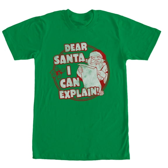 Men's Lost Gods Christmas Santa I Can Explain  Graphic Tee Kelly Green Small