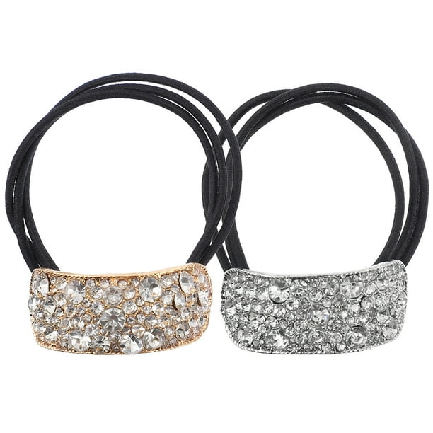 EeaseMX 2 piezas de coleteros elásticos con diamantes de imitación para el pelo, estilo punk