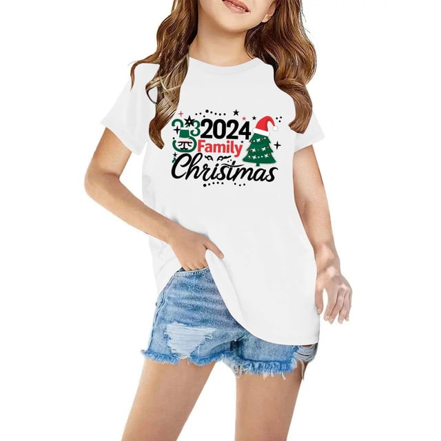 Fiudx Blusas Navideñas, Camisetas Infantes En Tela Suave, Brusas En Diseño Modernity para Niña, Camisetas Transpirables para Niño, Ropa Informal Diaria, Multitasks, 3 a 14 Años, Recomendado Lavar a M