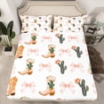 thumbnail image 2 of Feelyou Boho Cactus Plant Queen Sheet Sets, Tribal Bowknot Cowgirl Bed Set, 4-Piece, 2 of 7