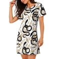 thumbnail image 2 of Honeii Snake Print Women's Loose Short Sleeve Nightgown, Soft Cotton Sleepwear, Comfy Loose Fit Pajama Dress for Sleep and Lounge, 2 of 6