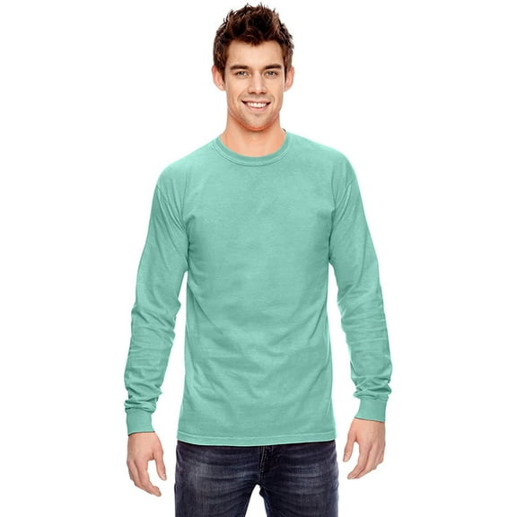 Republic Blue Men's Long Sleeve Cotton T-Shirt Crew Neck Pre-Washed 2X-Large, Aqua