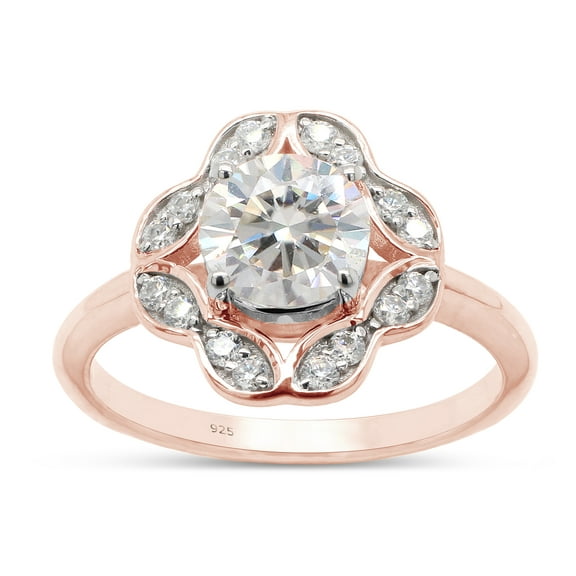 1 1/10 ct. t.w Center 6.5MM Round Cut Lab Created Moissanite Diamond Solitaire Halo Engagement Ring In 14K Rose Gold Over Sterling Silver (G-H Color, VVS1 Clarity, 1.10 Cttw)-4