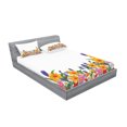 thumbnail image 2 of Ambesonne Flower Fitted Sheet & Pillow Sham Set, Cartoon Garden Tulips, Full, Multicolor, 2 of 2