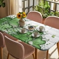 thumbnail image 3 of St. Patrick's Table Cloths for 5 Foot Rectangle Tables, Lucky Shamrock Green Eucalyptus Floral Farm Wooden Patio Waterproof Elastic Fitted Tablecloths, Washable Rectangular Table Cover for Camping, 3 of 8