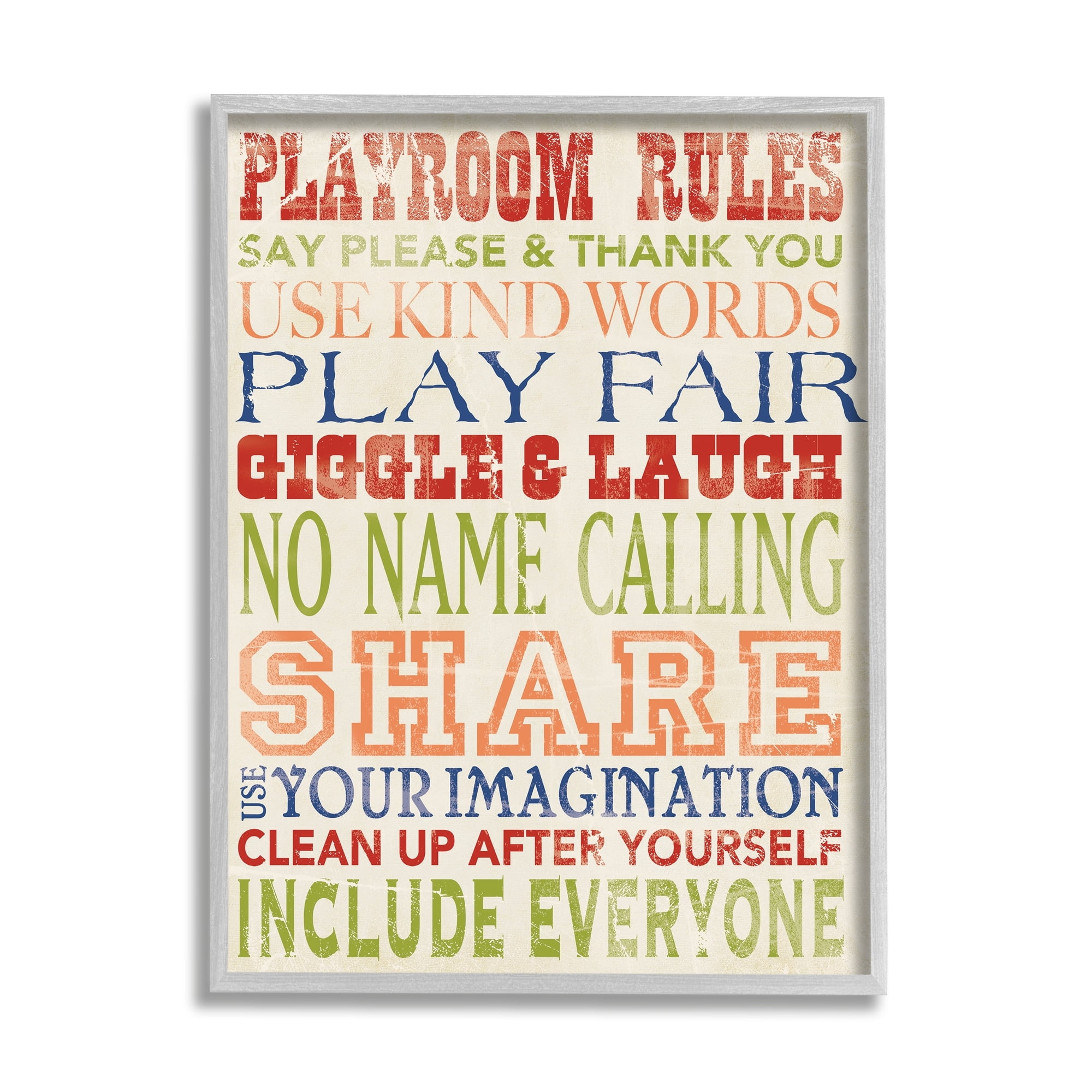 Stupell Industries Playroom Rules In Four Colors , 24 x 30,Design by Stephanie Workman Marrott